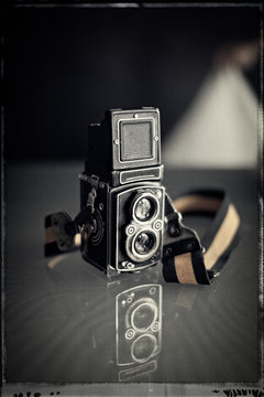Twin lens reflex camera in the studio