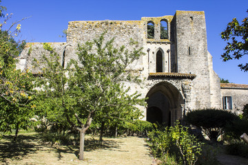 Obraz premium The Abbaye Sainte-Marie de Villelongue, a former Benedictine abbey in Saint-Martin-le-Vieil, Southern France