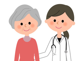 白衣の女性　患者