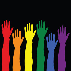 hand humain in color on black background