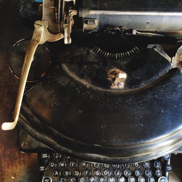 Vintage antique typewriter machine keys and letters