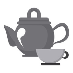 Porcelain teapot and cup utensil icon vector illustration graphic design