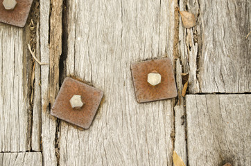 Old wooden bridge structure and timber