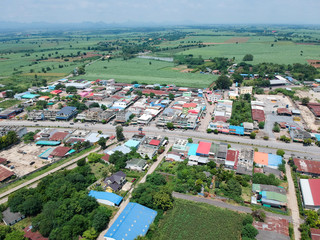 An aerial view of Thaluang Village in Lopburi,Thailand