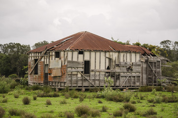 Deserted old wooden farm house