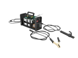 Modern inverter welding machine dismantled gray perspective 3d render on white background no shadow