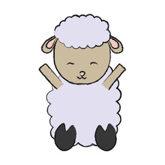 cartoon sheep icon over white background vector illustration