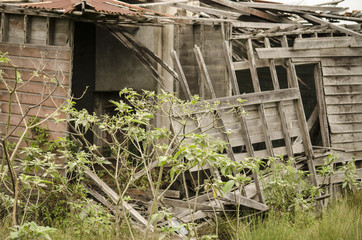 Deserted old wooden farm house