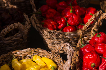 hot chilly peppers on the farmers market