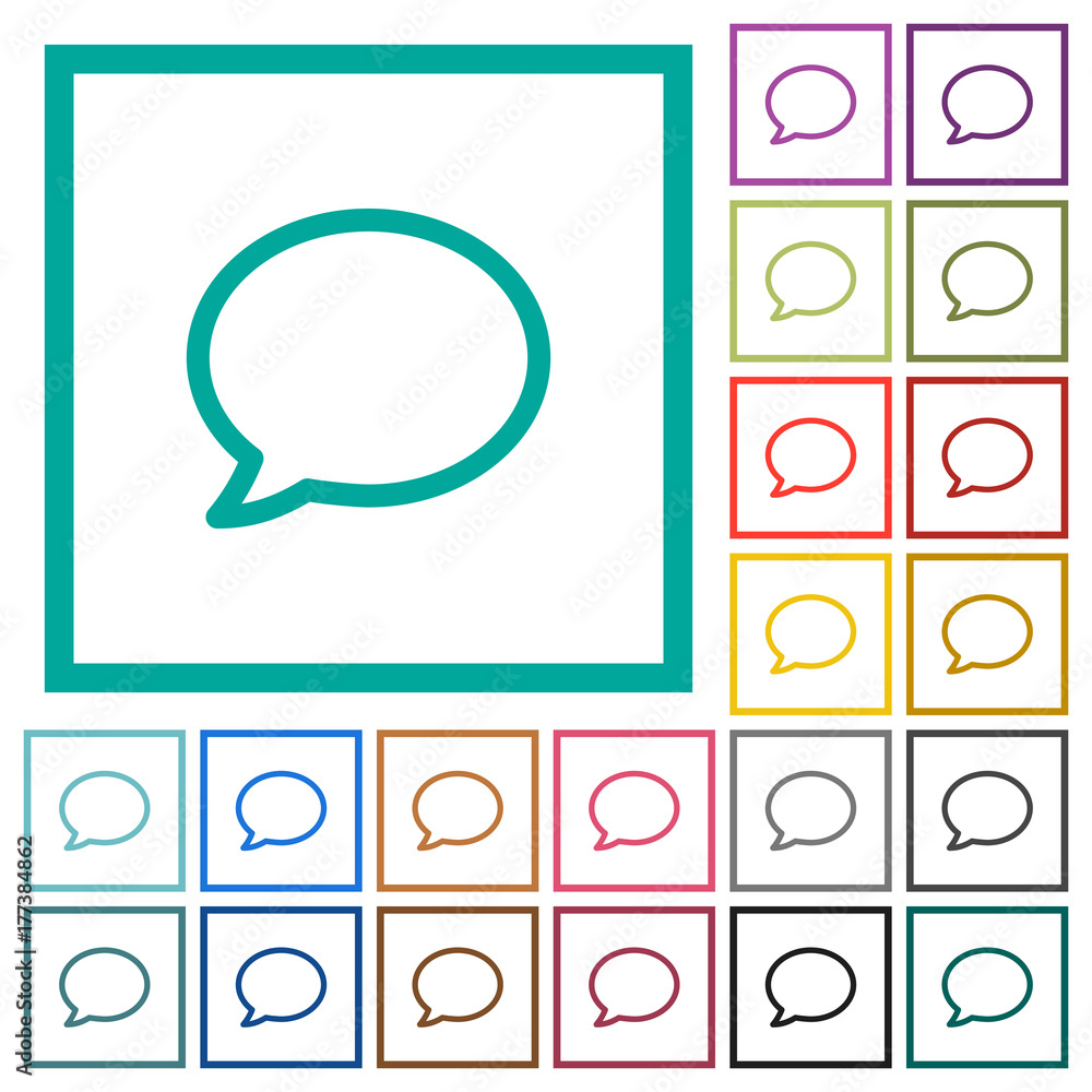 Poster empty comment bubble flat color icons with quadrant frames
