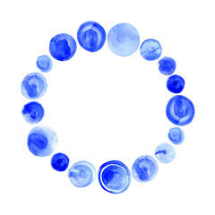 Christmas wreath with snowflakes. Vintage watercolor circle border