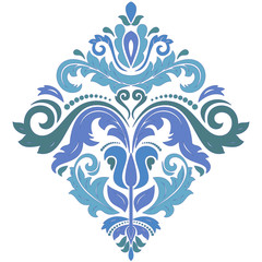 Elegant blue square ornament in classic style. Abstract traditional pattern with oriental elements, Classic vintage pattern