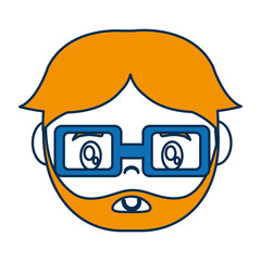 cartoon man with glasses icon over white background vector illustration