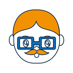 cartoon man with glasses icon over white background vector illustration