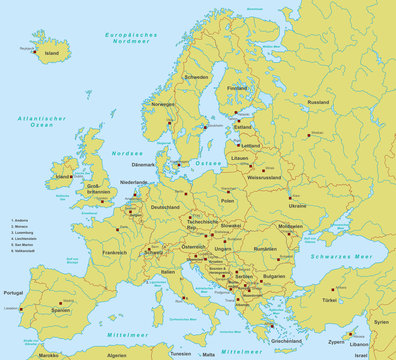 Europakarte in Orange (detailliert) 