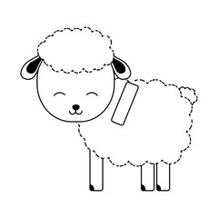 cartoon sheep icon over white background vector illustration