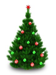 3d dark green Christmas tree over white
