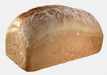 Freshly baked loaf of bread on white background
