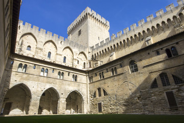 Obraz premium The Palais des Papes or Papal palace, one of the largest and most important medieval Gothic buildings in Europe. A World Heritage Site since 1995