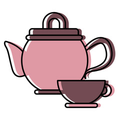 Porcelain teapot and cup utensil icon vector illustration graphic design