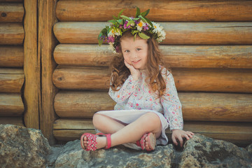 Cute young girl with brown eyes brunnette plait hair and pink cheek wearing white dress shirt and...