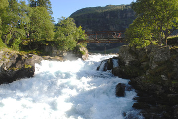 Fototapeta na wymiar Norwegian waterfall in Rallarvegn