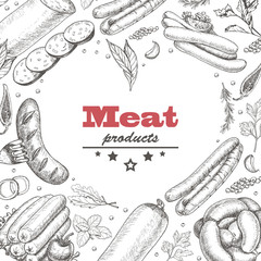 Vector background with meat products