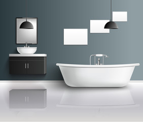 Fototapeta na wymiar Bathroom Realistic Interior Composition