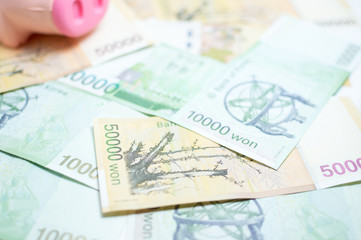Korean money and piggy bank