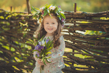 Cute young girl with brown eyes brunnette plait hair and pink cheek wearing white dress shirt and...