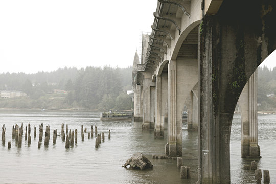 view from below the Siuslaw bridge in Florence Oregon