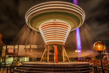 spinning Carousel action -amusement park Helsinki