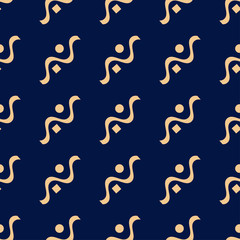 Geometric golden blue seamless pattern