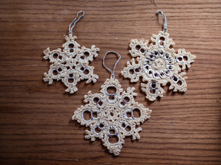 Handmade crocheted Christmas ornaments