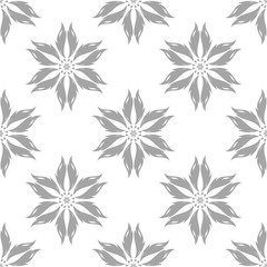 Fototapeta na wymiar Gray floral ornamental design on white. Seamless backround