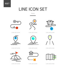 Route line icon set