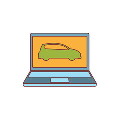 Laptop icon, cartoon style