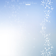 Structure molecule and communication. Dna, atom, neurons. Scientific concept for your design. Connected lines with dots. Medical, technology, chemistry, science background. Vector illustration.