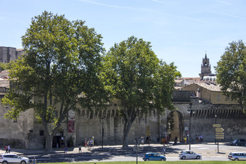 Walls and towers of the papal city of Avignon in Southern France. A World Heritage Site since 1995