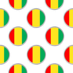 Seamless pattern from circles with the flag of Republic of Guinea.