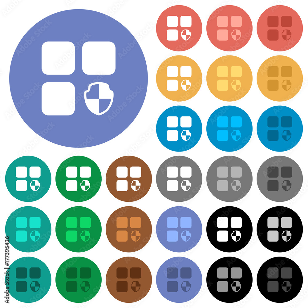 Poster protect component round flat multi colored icons