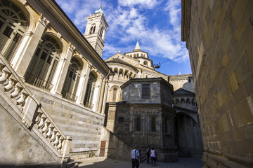 Fototapeta na wymiar The Basilica of Santa Maria Maggiore, with an original Romanesque Greek cross plan and decoration from a 17th century Baroque renovation