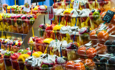 Fruit Cups in Barcelona Market