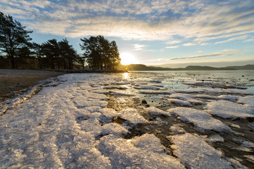 Ice crystals at the beach