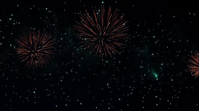 4K video footage of fantastic pyrotechnical show, colorful firework festival