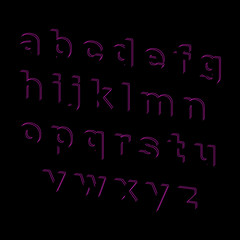 Alphabet letters of lines.  Vector outline illustration. Dimetric view.