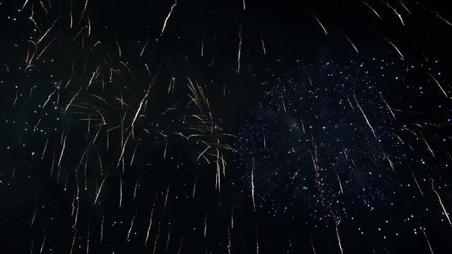 4K video footage of fantastic pyrotechnical show, colorful firework festival