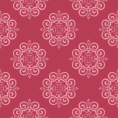 Floral seamless design on red background