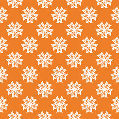 White floral seamless pattern on orange background