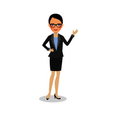 Cool cartoon woman in casual and business clothes, gesturing. Vector illustration, modern design.